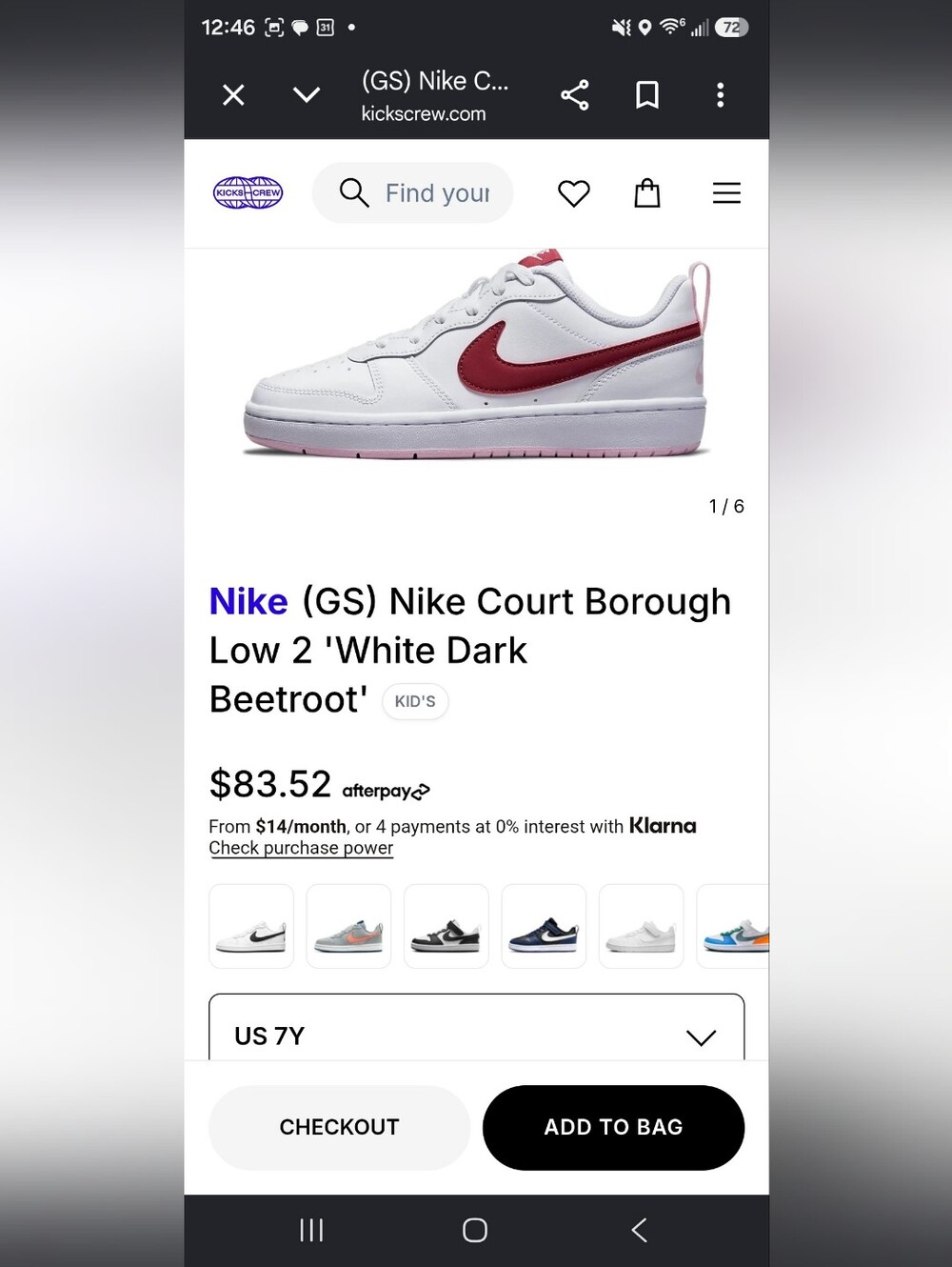 💎SOLD💎Nike Court Borough Low 2 (GS) – White/Dark Beetroot | Size 7Y - Picture 5 of 12